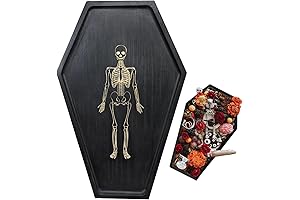 17.8'' Tall Halloween Coffin Charcuterie Boards with Engraved Skeleton Decor: Spooky Serving Platters