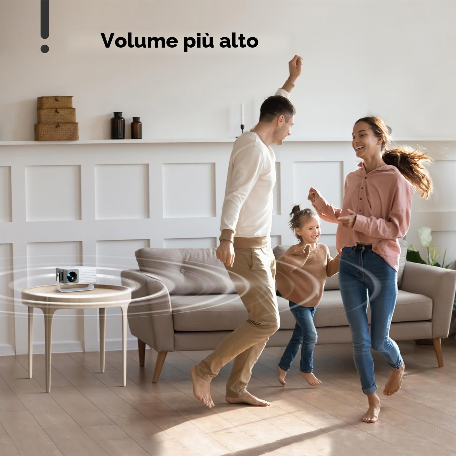 AKIYO O1 Mini Proiettore con Treppiede, Full HD 1080P, Regalo per Bambini