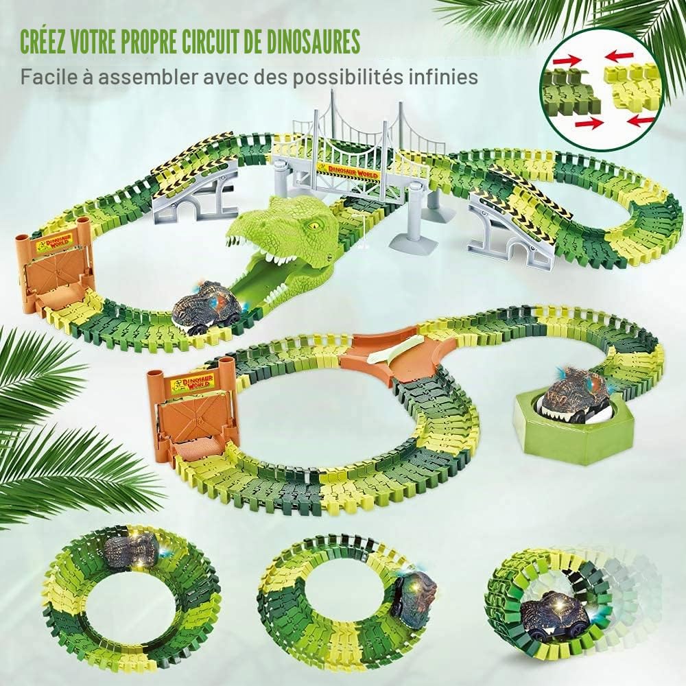 Mini Tudou Course Jouets Dinosaure 174 PCS Figurines de Dinosaures Voitures