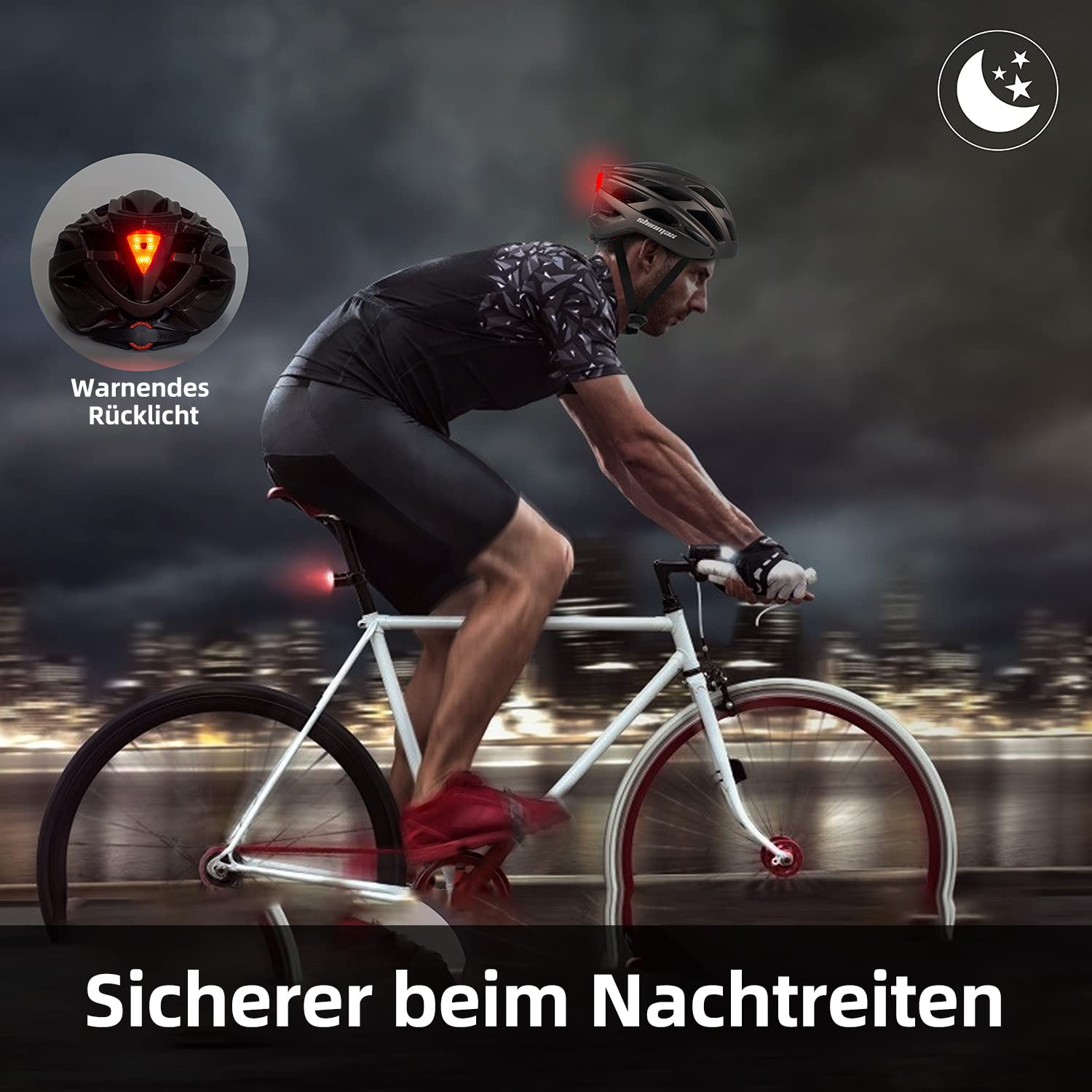 Shinmax kask rowerowy, certyfikat CE, kask rowerowy ze zdejmowanymi okularami ochronnymi, wizjer, dla dorosłych, mężczyzn i kobiet, regulowana ochrona bezpieczeństwa, tylne światło LED, do deskorolki, jazdy na nartach, snowboardzie NR-096