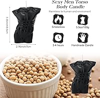 Vista 3 de Tondiamo 2 velas en forma de cuerpo femenino masculino cuerpo hombres torso cera de soja perfumada vela decorativa para dormitorio, baño, boda Negro