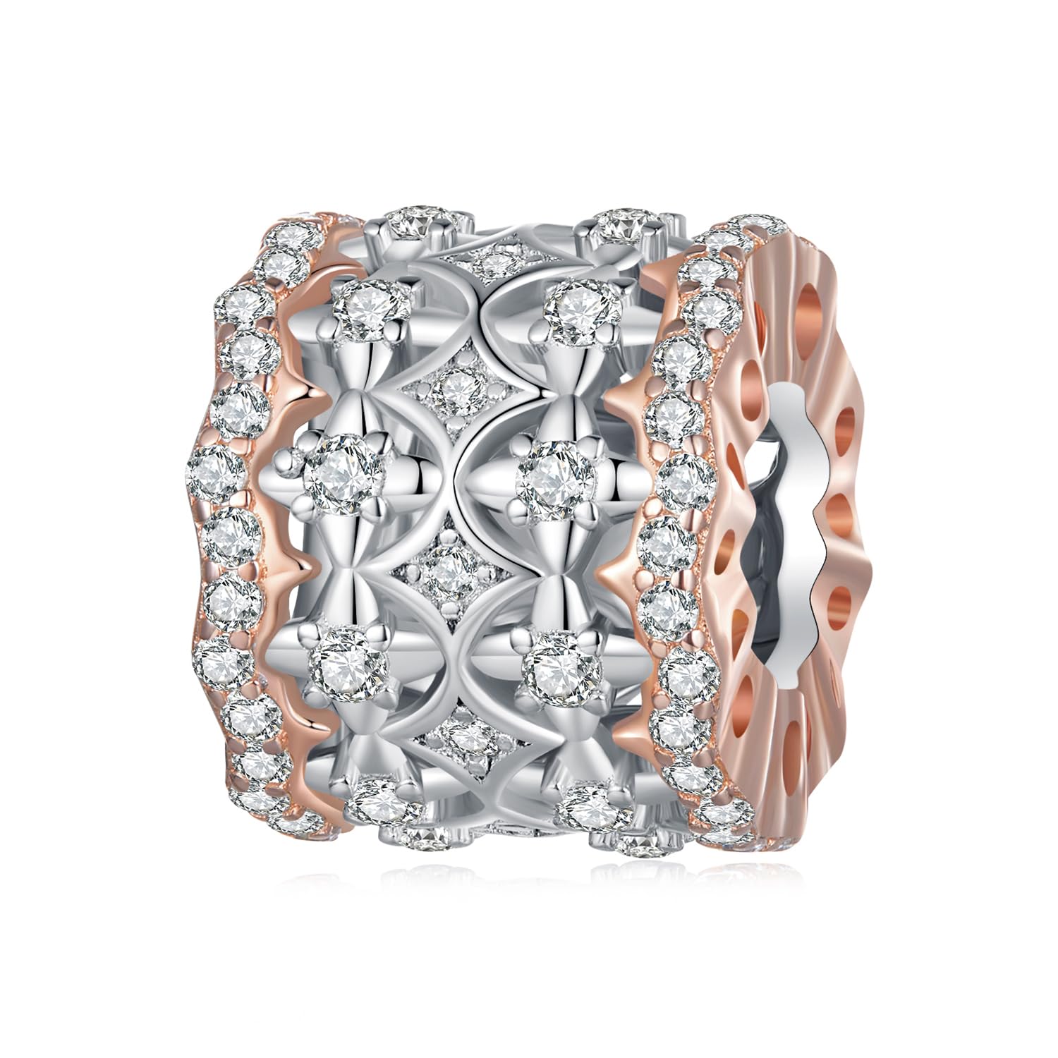 LYGBAOFUL Gioielli in Argento Sterling, Perline Distanziatrici Placcate in Platino 10mm Filigrana Rotonda Cava in Metallo Sfuso per Artigianato Bracciali Collane Orecchini Creazione di Gioielli