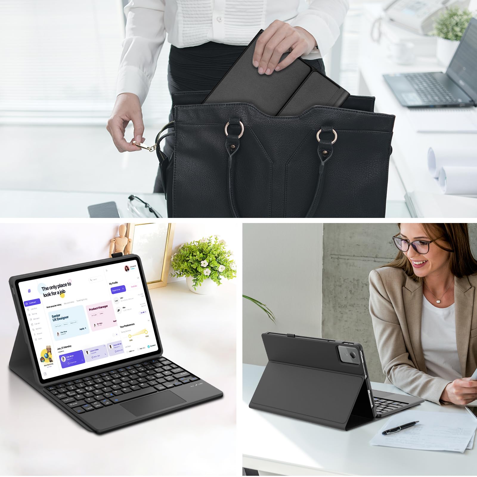 Custodia per tastiera Lenovo Idea Tab 2025 11 pollici (TB-336ZU TB-336FU) con touchpad, tastiera wireless Bluetooth per Lenovo Tab M11 11 pollici 2024, magnetica rimovibile con layout Qwertz, nero