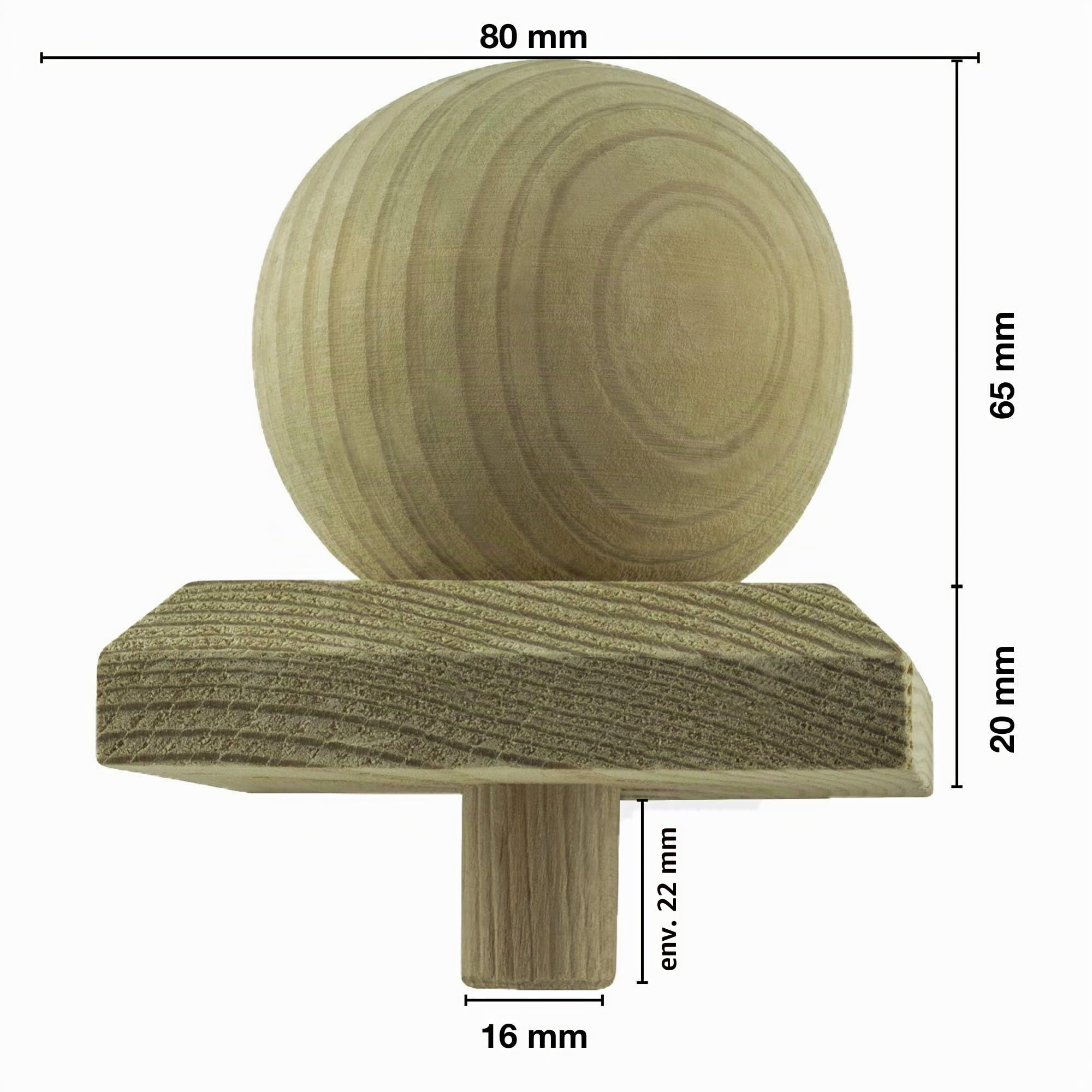 Lot de 2 capuchons de poteaux en bois imprégnés 80 x 80 mm