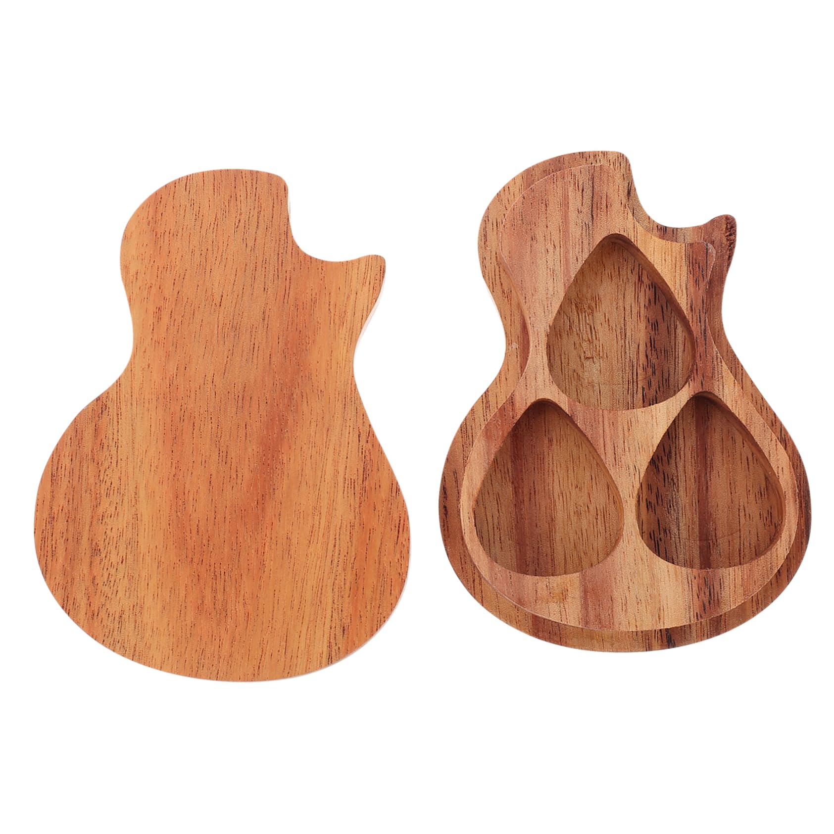 QUMIIRITY 1Pc Wooden Guitar Pick Case Practical Pick Holder for Acoustic Electric Guitars Travel Friendly Design Smooth Surface present for Guitar Players Wood Color