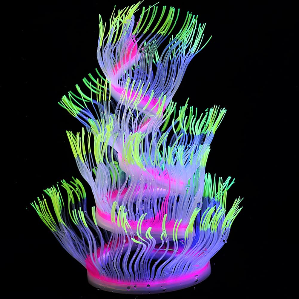 Aquarium Fish Tank Artificial Silicone Coral Sea Anemone Water Plant Landscape Ornament Decoration Accessory50cm Yellow