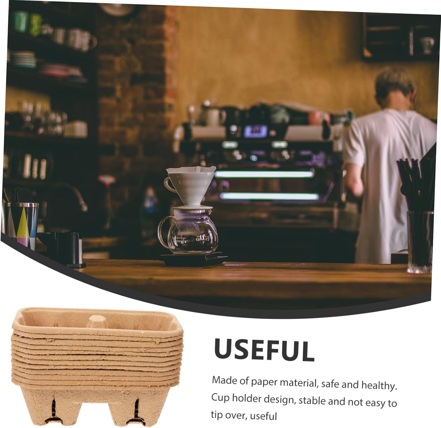Hemobllo 50pcs Beverage Takeout Accessory Paper Cup Carriers Cup Holders Stable Stackable Tray for