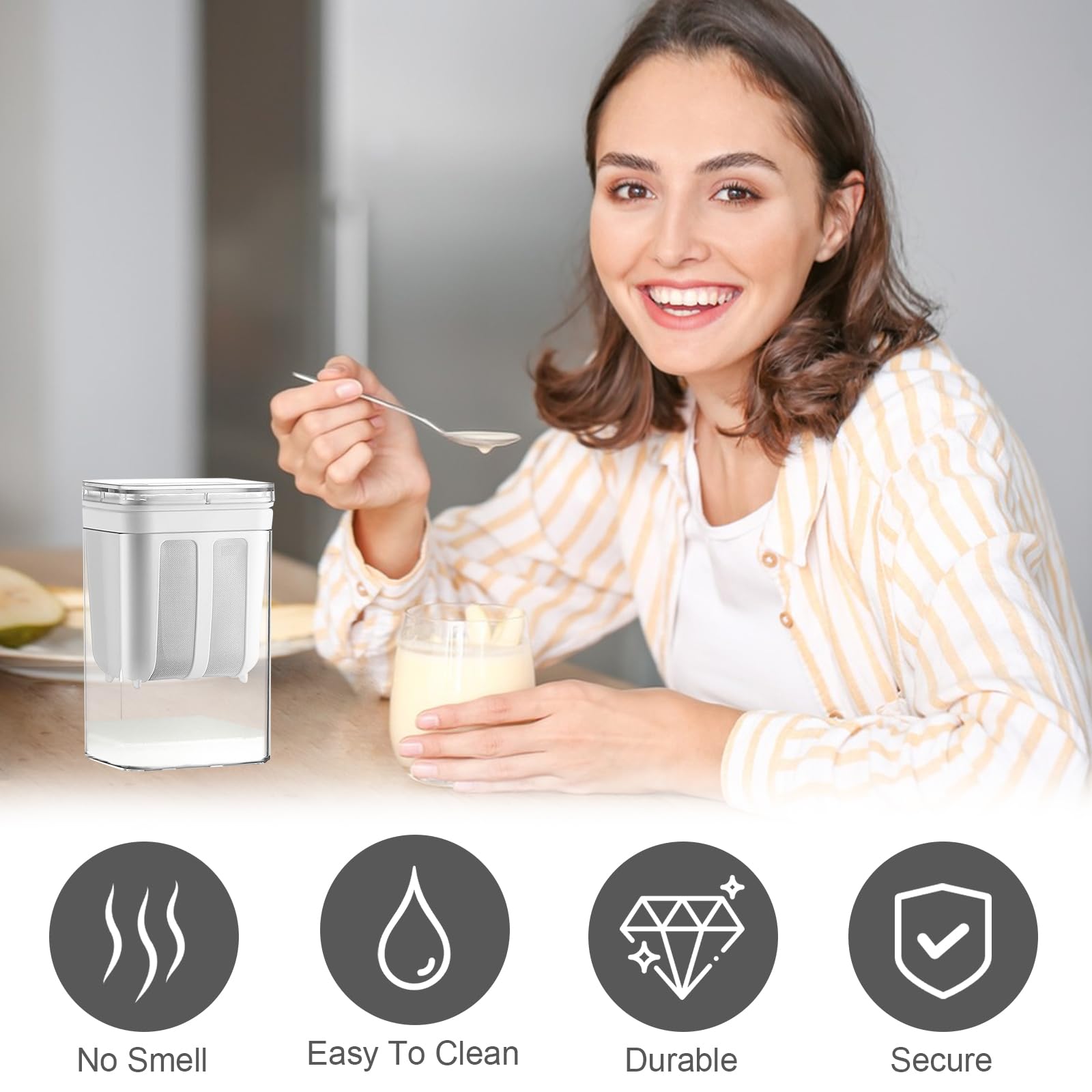 Estrattore di yogurt greco da 1100 ml con filtro a rete in acciaio inox e coperchio per yogurt, yogurt, yogurt, yogurt, yogurt, per filtrare succo, latte e formaggio, lavabile