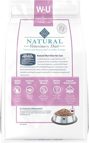 Miniatura 2 de Blue Buffalo Natural Veterinary Diet W+U Weight Management + Urinary Care Alimento seco para gatos, requiere receta veterinaria, pollo, bolsa de 6.5