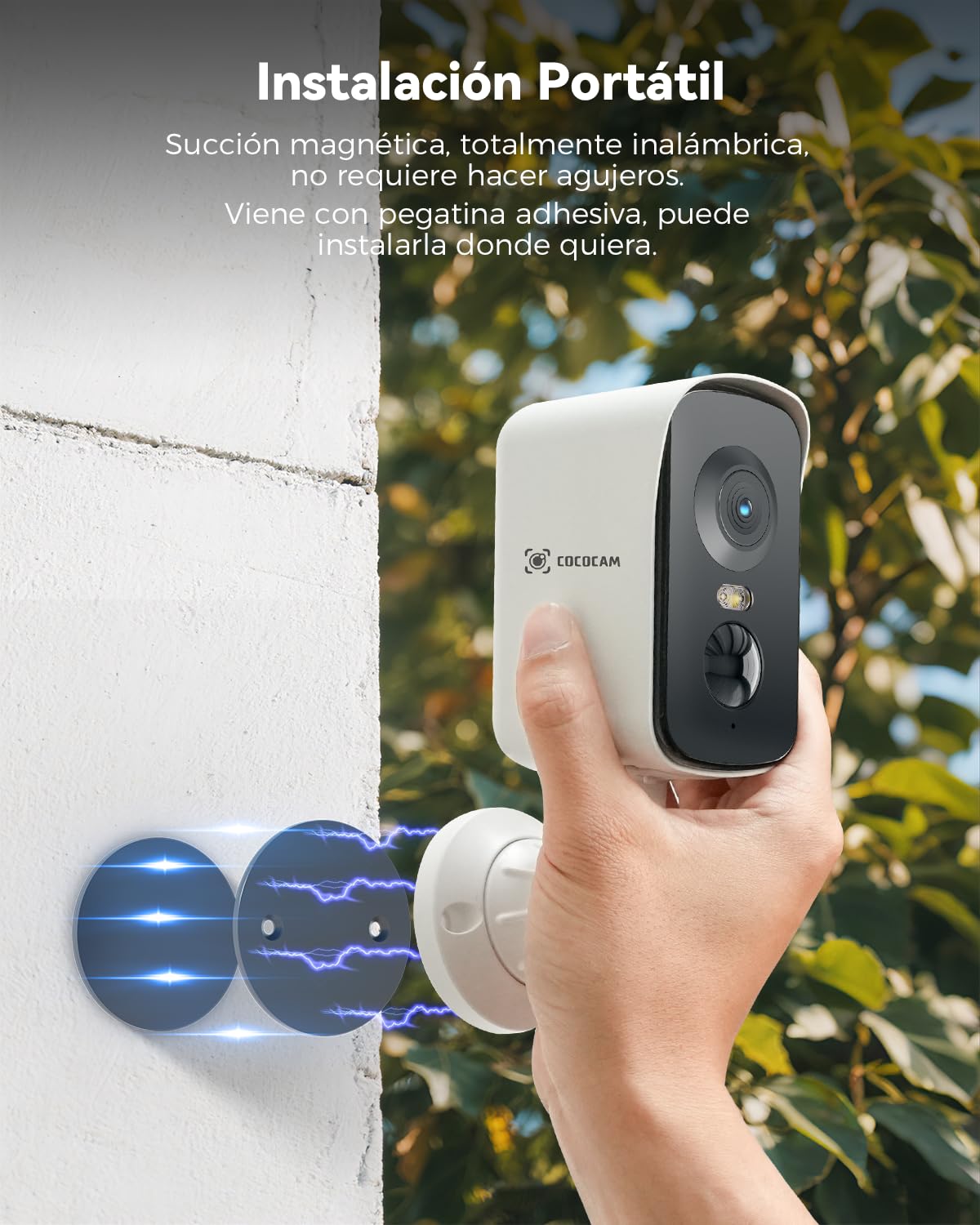 COCOCAM 2PCS Portátil Magnética 4G Camara Vigilancia Sim Inalámbrico | 2K Exterior/Interior para RV/Camping, 300°P, Batería 10000Ahm,Detección Humana por IA, Tarjeta SIM Integrada( SIN WIFI)