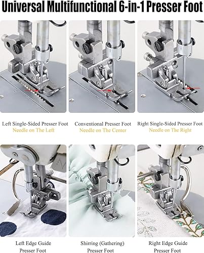 Miniatura 2 de YEQIN Prensatelas F88 6 en 1, multifuncional, ajustable, izquierda, derecha, de un solo lado, fruncido, posicionamiento, prensatelas, se adapta a la