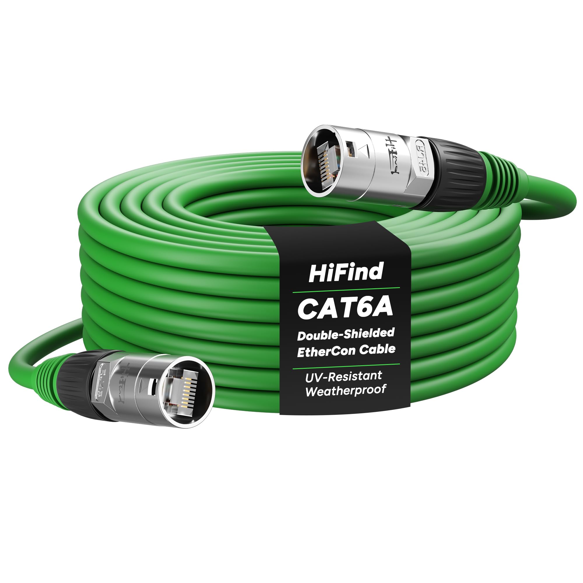 Cavo schermato EtherCON CAT 6A, 60 m, cavo Ethernet professionale compatibile con audio e illuminazione RJ45 CAT 6, connettore di bloccaggio, OFC S/FTP anti-UV per applicazioni di rete e concerti sul