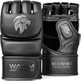 MMA Gloves - for Men & Women - MAXForce EVE Anti-Injury Shock Absorb Boxing Gloves Kickboxing Gloves - Half Finger, Open Palm for Muay Thai, Sparring, Punching Bag
