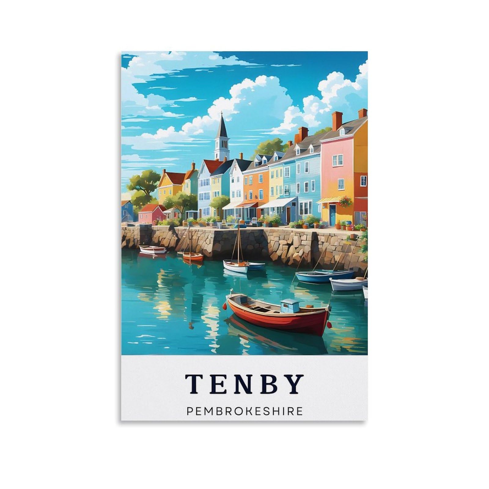 EZMLFA 5D Diamond Art Kits for Beginner,Tenby Pembrokeshire,Diamond Art Kits Gem Cross Stitch Easy Kits for Beginner Crystal Art Crafts Home Wall Decor 50x60cm
