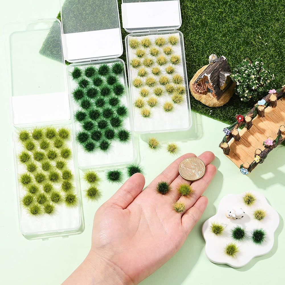 SOFPLATE 3 Box 96Pcs Landscape Tufts Model Train Grass Shrubs Plastic Bush Miniature Layout Scenery Static Green Diorama Table Wargaming Vegetation Diorama Set for DIY Decoration Crafting Supplies - Image 4