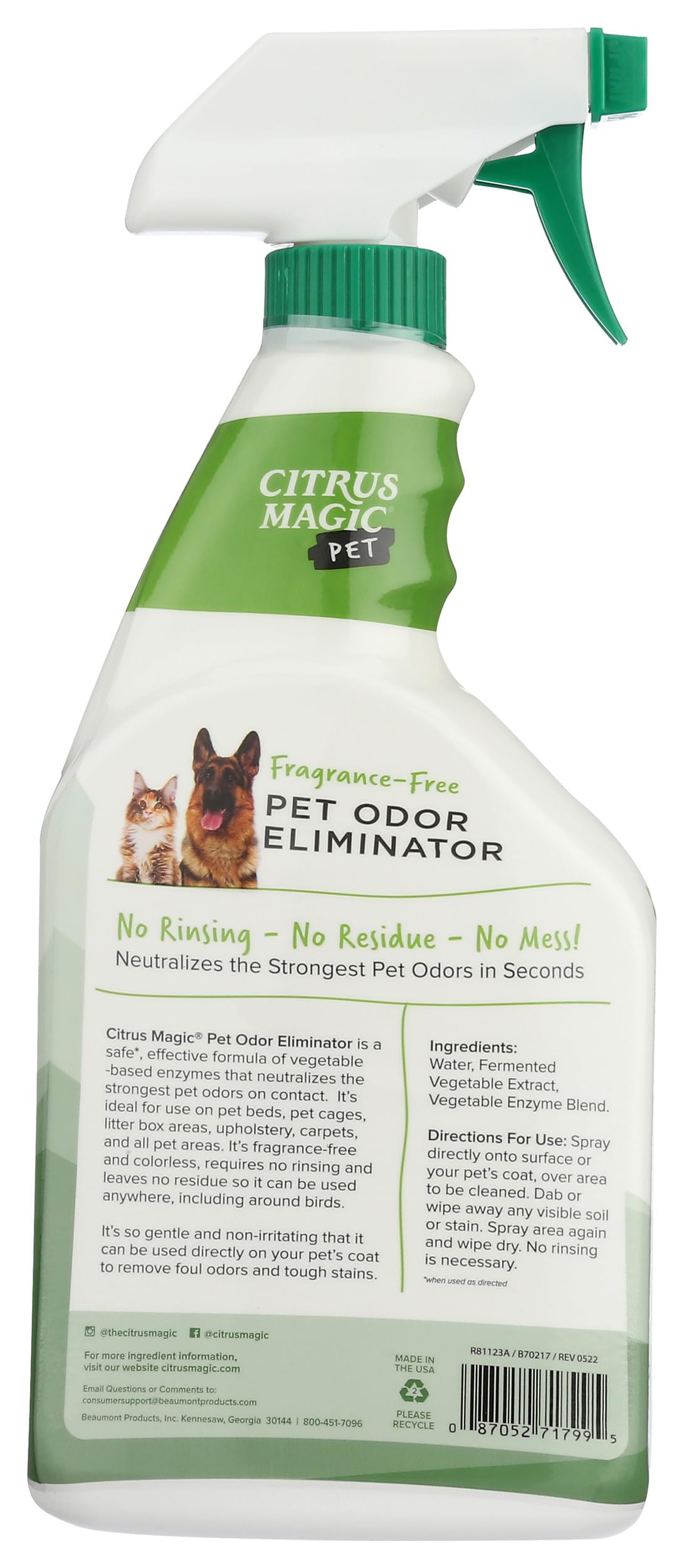 Citrus Magic Eliminador de olores de Mascotas Spray de 22 onzas