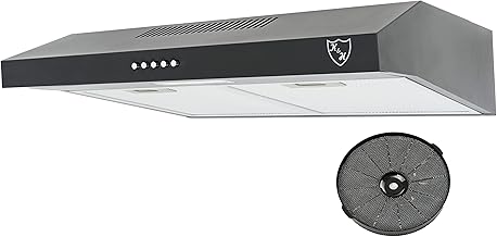 K&H Cooker Hood 60 cm Under-Unit Hood [Recirculation & Exhaust Air] - Extractor Hood with Metal Grease Filter - Cooker Hood with LED Lighting - Cooker Hood - UH01-60C-B - 200 m³/h - Energy Class C
