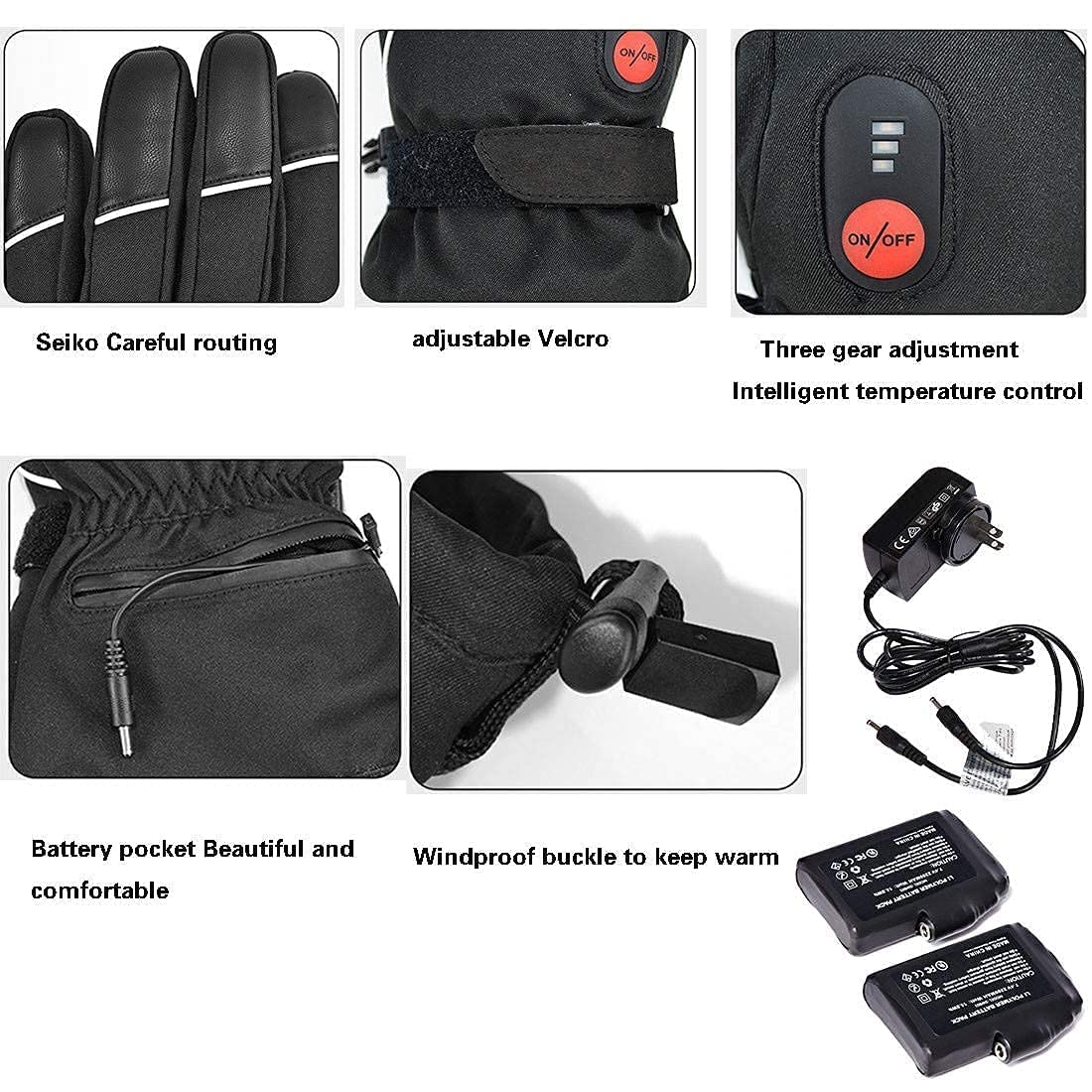 SNOW DEER Gant Chauffant électrique Gants Thermiques D'hiver Rechargeables Avec Batterie Pour Hommes Et Femmes Mitaines De Ski Chauffantes Imperméables