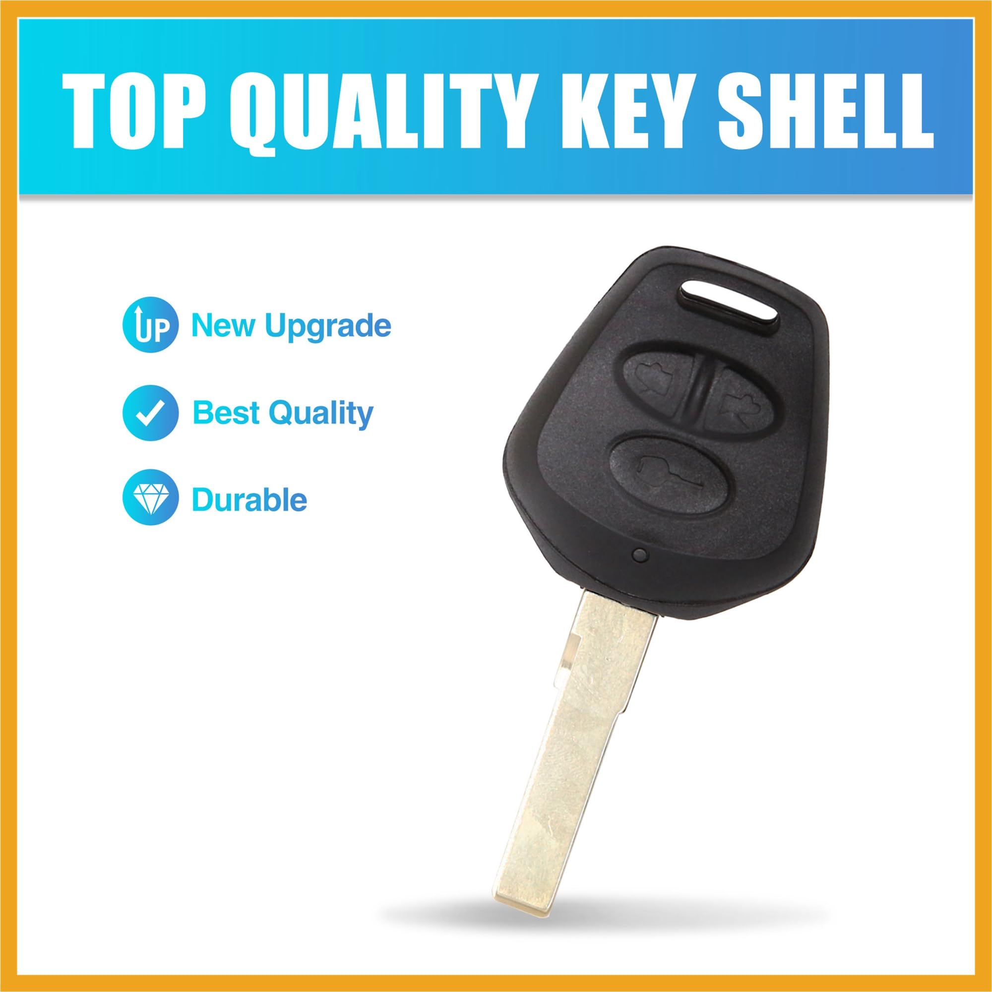 Partuto New 3 Buttons Uncut Key Fob Remote Control Case Shell for 911 Replacement, Black, 7.9x3.7x1.3cm / 3.11"x1.46"x0.51"(L*W*H) - Image 2