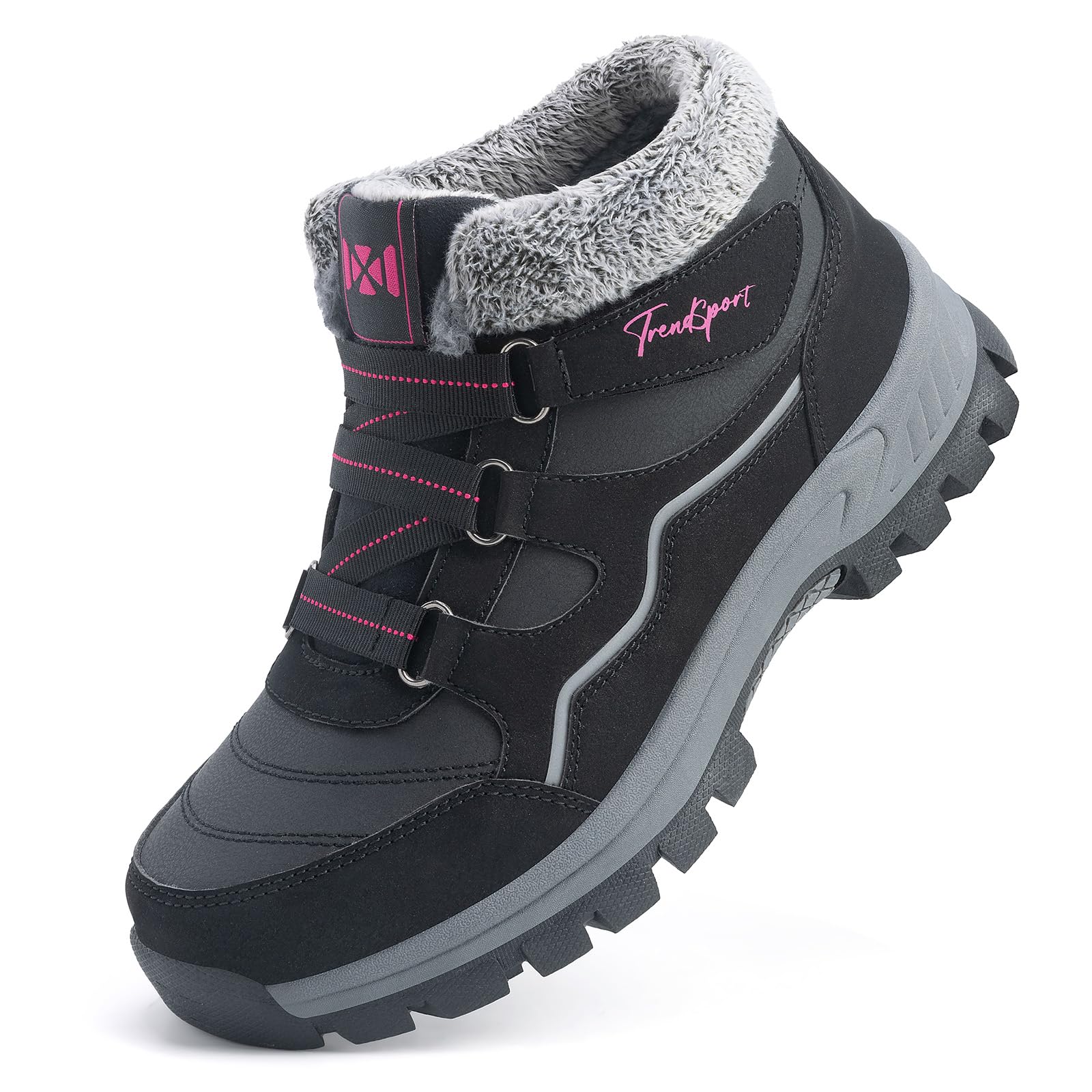 Qiucdzi Womens Winter Snow Boots Warm Fur Lined Anti-Slip Ankle Booties Walking Shoes Non-Slip Outdoor Trekking Shoes