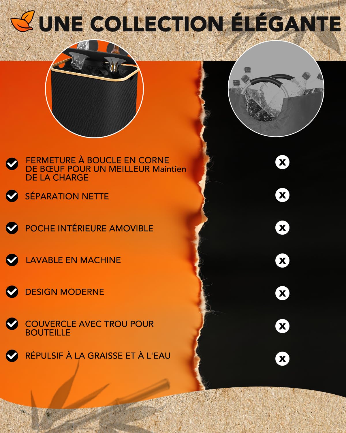 SOUTHGATE 170L Collecteur de Bouteilles Avec Couvercle, 2 Compartiments Poubelle Recyclage, 2 Réutilisables Sac Recyclage, Poubelle Tri Selectif Pour Plastique, Bouteilles Verre, Noir