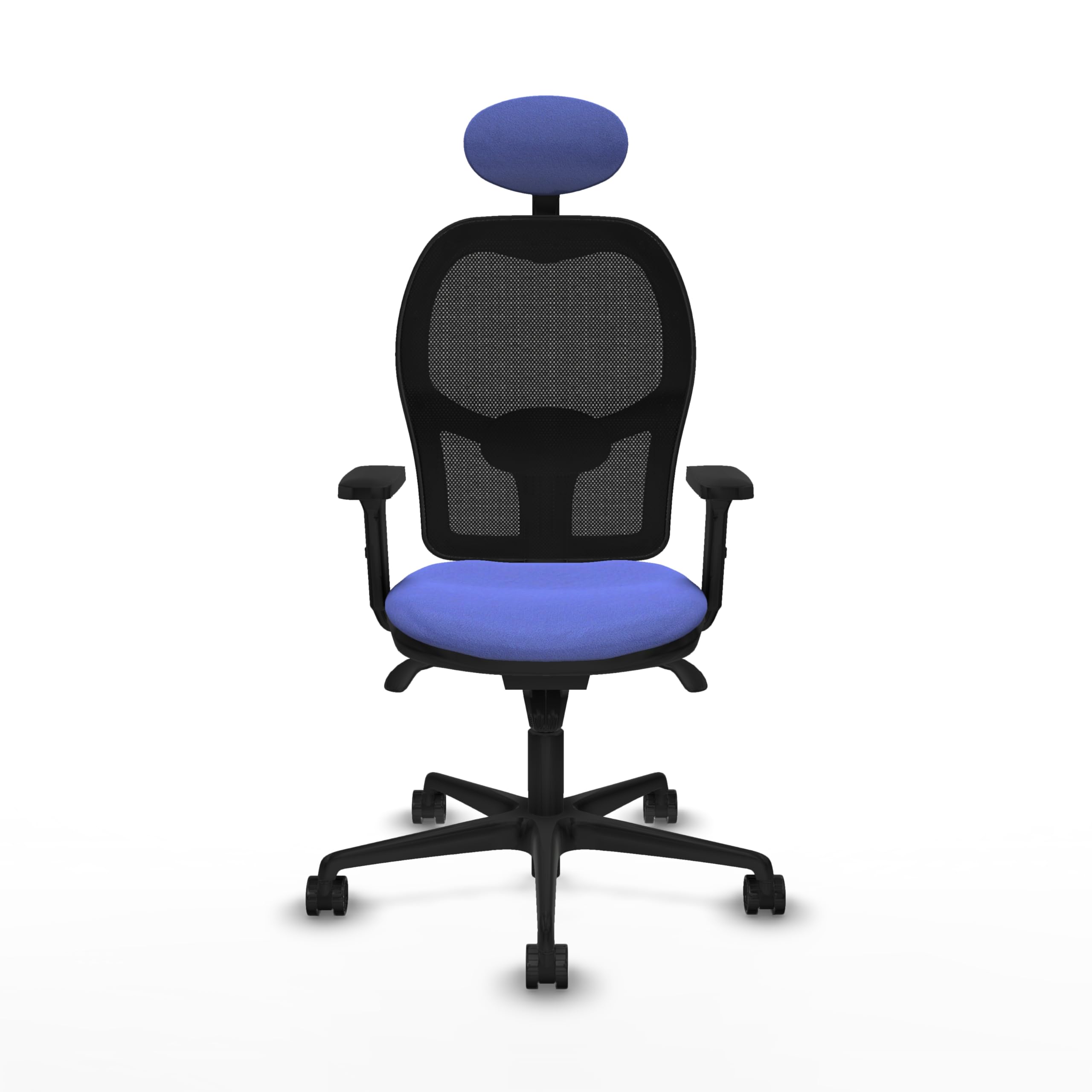 Piqueras y Crespo Silla Jorquera operativa Estrecha con Respaldo Fijo, cabecero Fijo, Apoyo Lumbar 1D, Brazos 2D, Mecanismo sincro 5 Posiciones, para Uso de 8 Horas y Peso máximo de 120 Kg