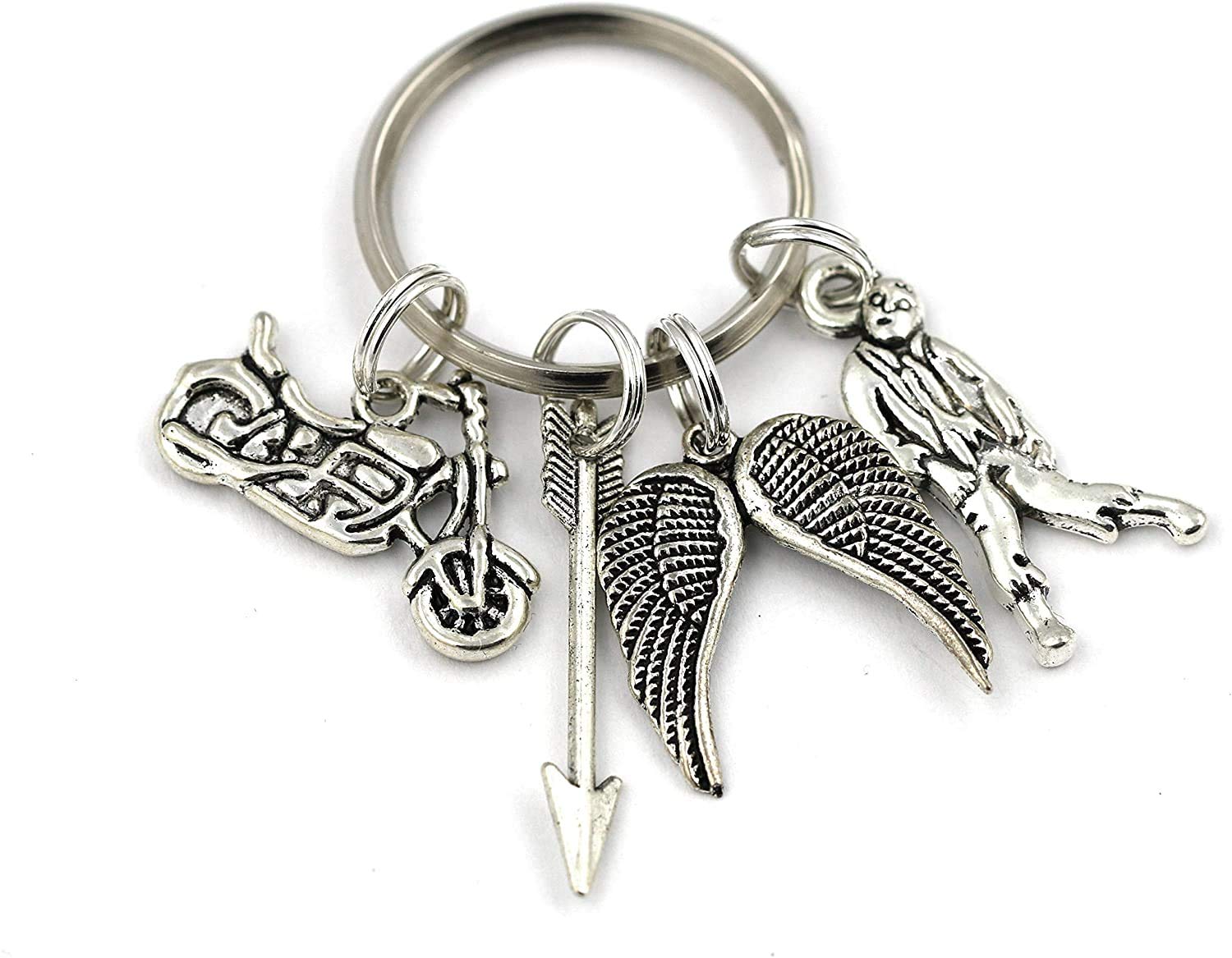 The Living Dead Key Ring, Dixon Keychain, Zombie Killer Keyring, Motorbike, Arrow, Wing Jewelry, Geeky Keyring, Horror, Science Fiction