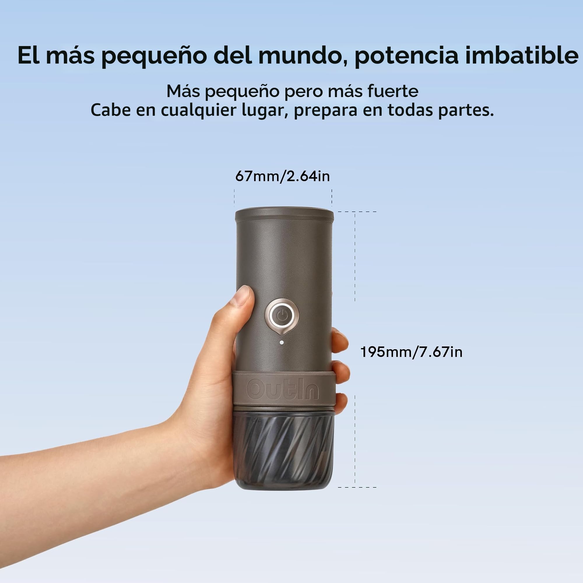 OutIn Mino Cafetera eléctrica portátil, minicafetera de camping para viajes, cafetera de bolsillo con autocalentamiento y USB-C, ideal para cualquier aventura