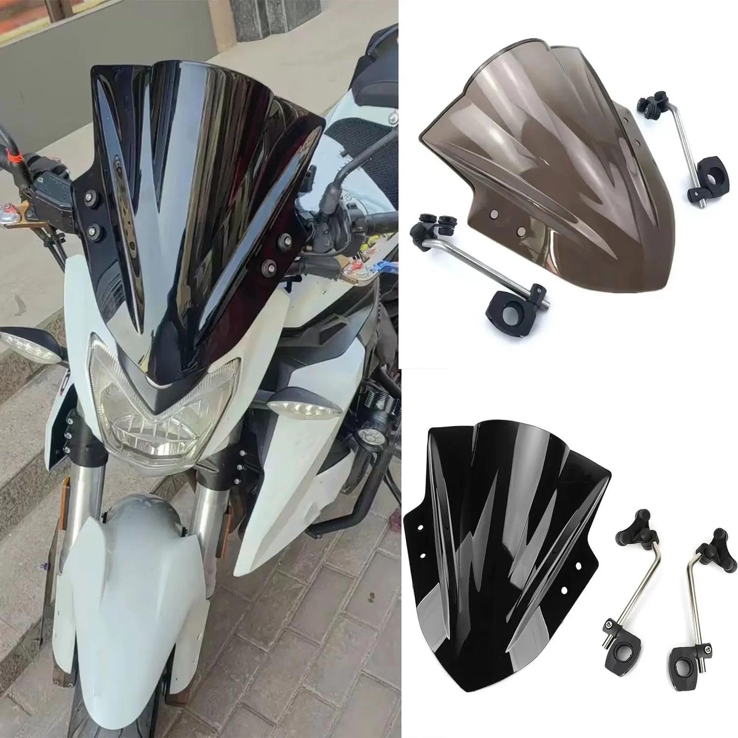 Dla YAMAHA FZ6 S2 FZ8 FZ8N FZ1 FZ1N 2001-2015 Kierownica Motocykla Szyba Przednia Szyba Przednia Deflektory Wiatru Deflektor Przedniej Szyby Motocykla(Smoke)