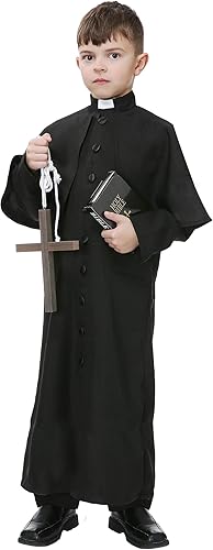 Miniatura 2 de Disfraz de sacerdote de lujo para niños, traje de sacerdote, Negro