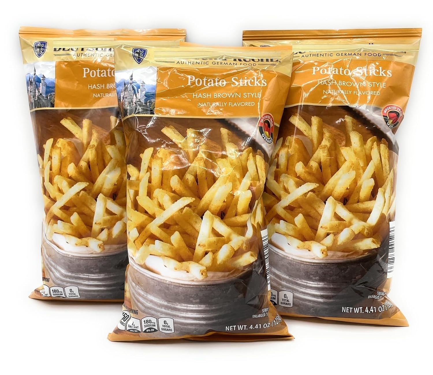 Potato Sticks Hash Brown Style Authentic German Food, Naturally Flavored, 4.41oz/125g – Pack of 3