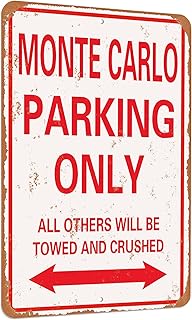 MONTE CARLO Parking only vintage look funny mental tin sign-8 X 12 inches-Aluminum
