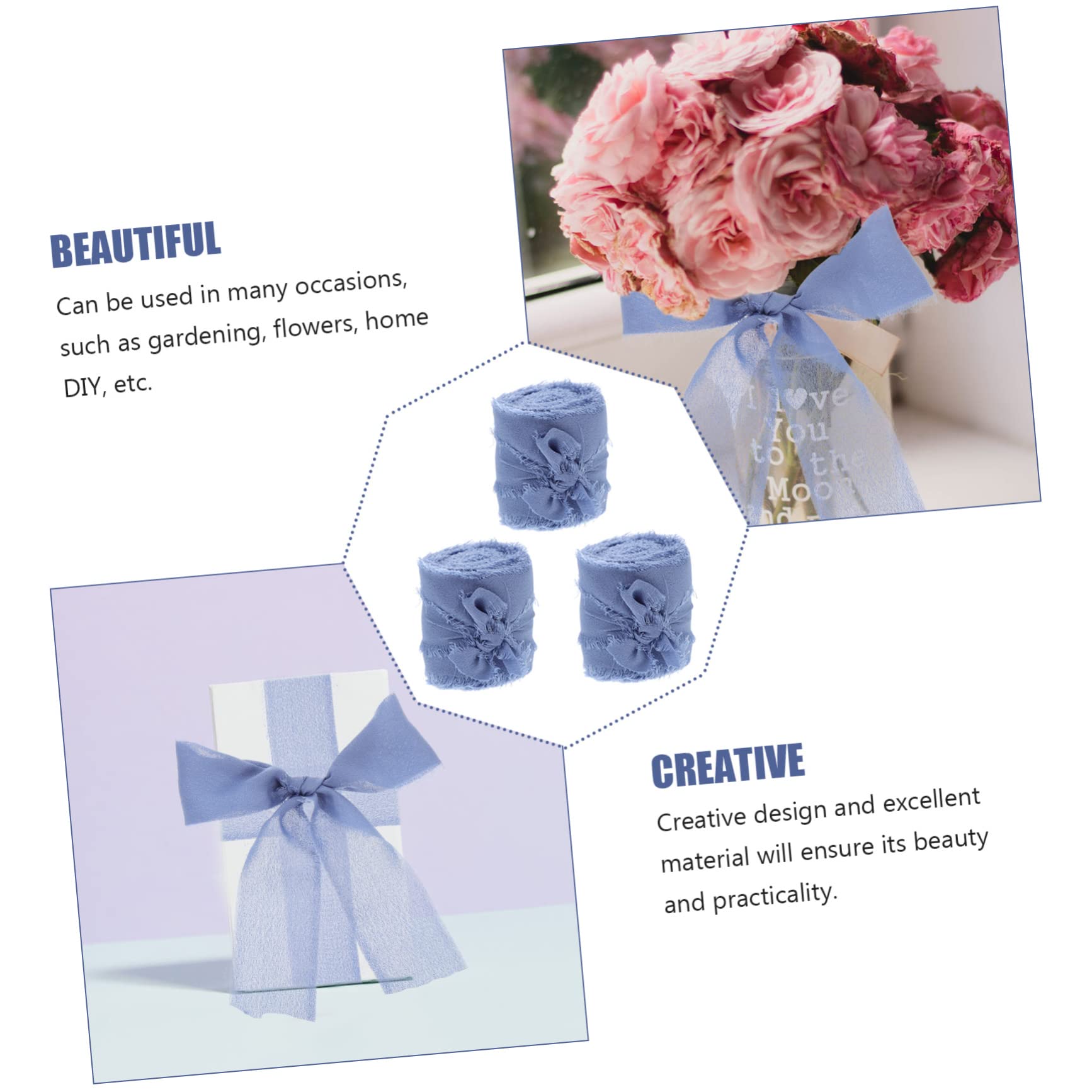 NUOBESTY 9stücke Fransen-chiffonband Dekoratives Geschenkband Für Hochzeiten -projekte Und Bastelarbeiten Seidig-weich Und Leicht Zuschneidbar Für Blumensträuße Und Partys