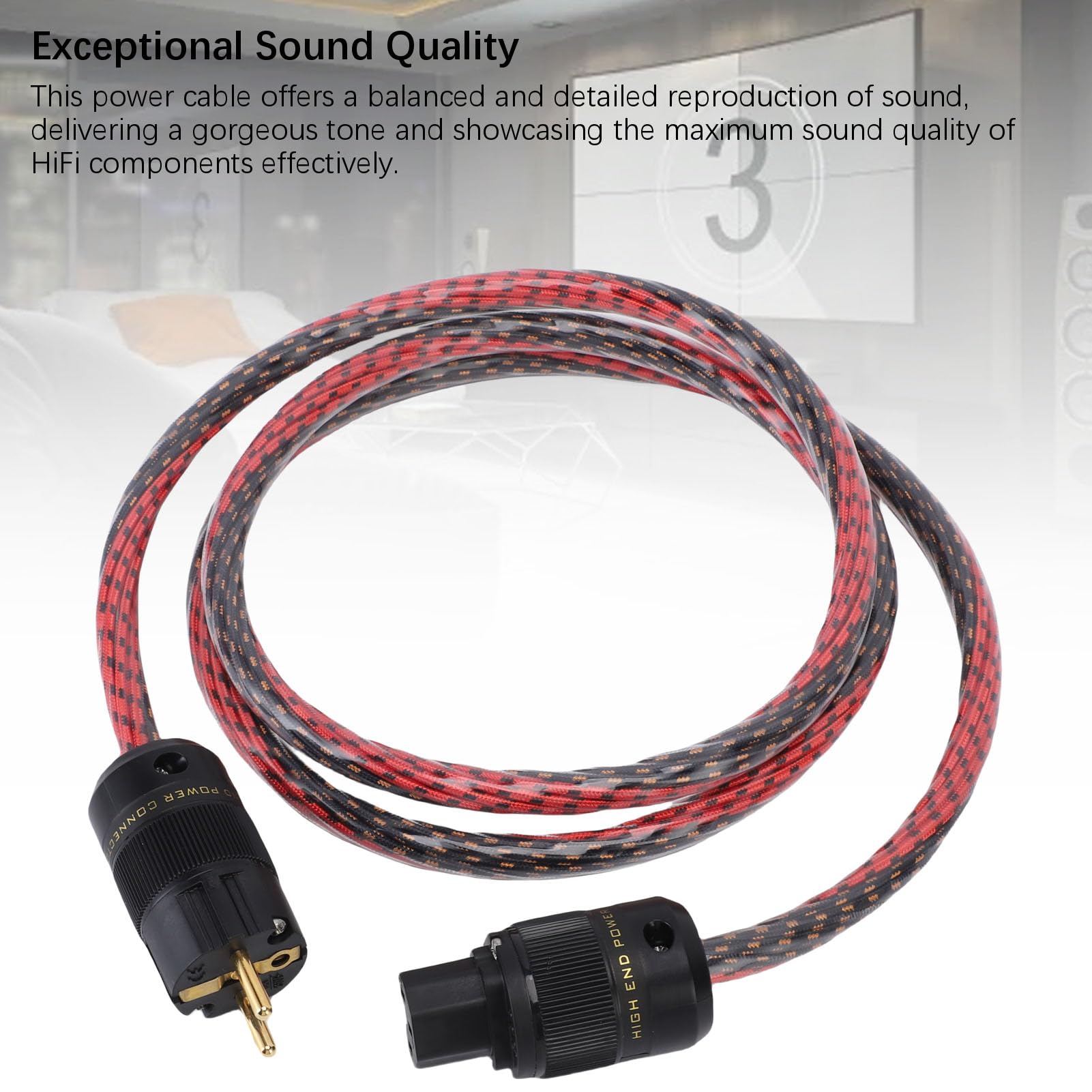 Generic Cable de Alimentación de Blindaje HiFi 10AWG OFC, Conectores Chapados en Oro para Potente Filtro, Tocadiscos, Amplificador, Reproductor de CD