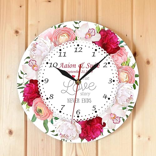 Miniatura 5 de The Geeky Days A True Love Story Never Ends Nombre personalizado Fecha de matrimonio Reloj de pared de cuarzo silencioso moderno Reloj de pared de
