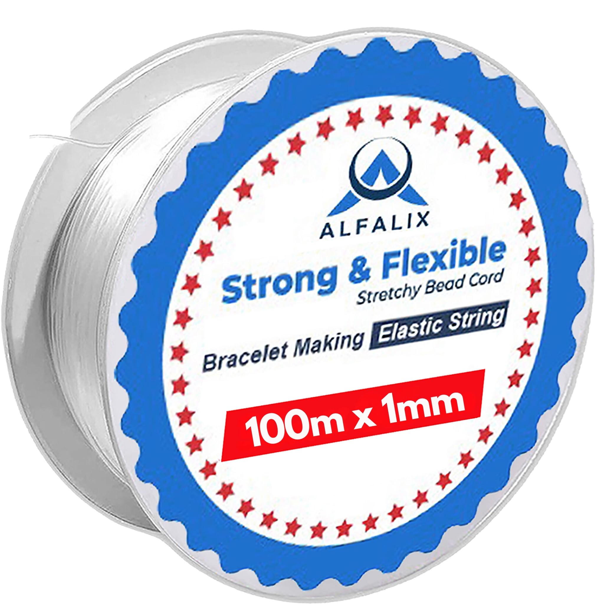 1mm x 100m Bracelet String For Bracelet Making Clear Elastic String, Strong & Stretchy Elastic Thread, Easy to knot, Bracelet elastic for Jewellery making, Crystal Clear String Beading & DIY (1Pcs)