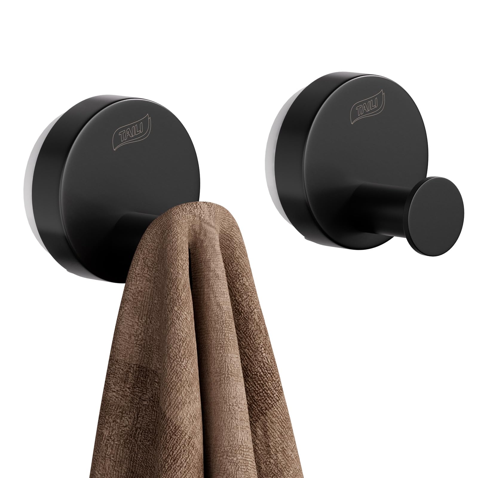 TAILI Shower Hooks Suction Cup, Towel Hooks for Bathrooms, Stainless Steel