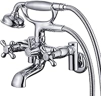 Vista 1 de Grifo de bañera de 3 a 9 pulgadas de centro, montaje en pared, grifo de bañera con ducha de mano, cromado, vintage, grifo llenador de bañera