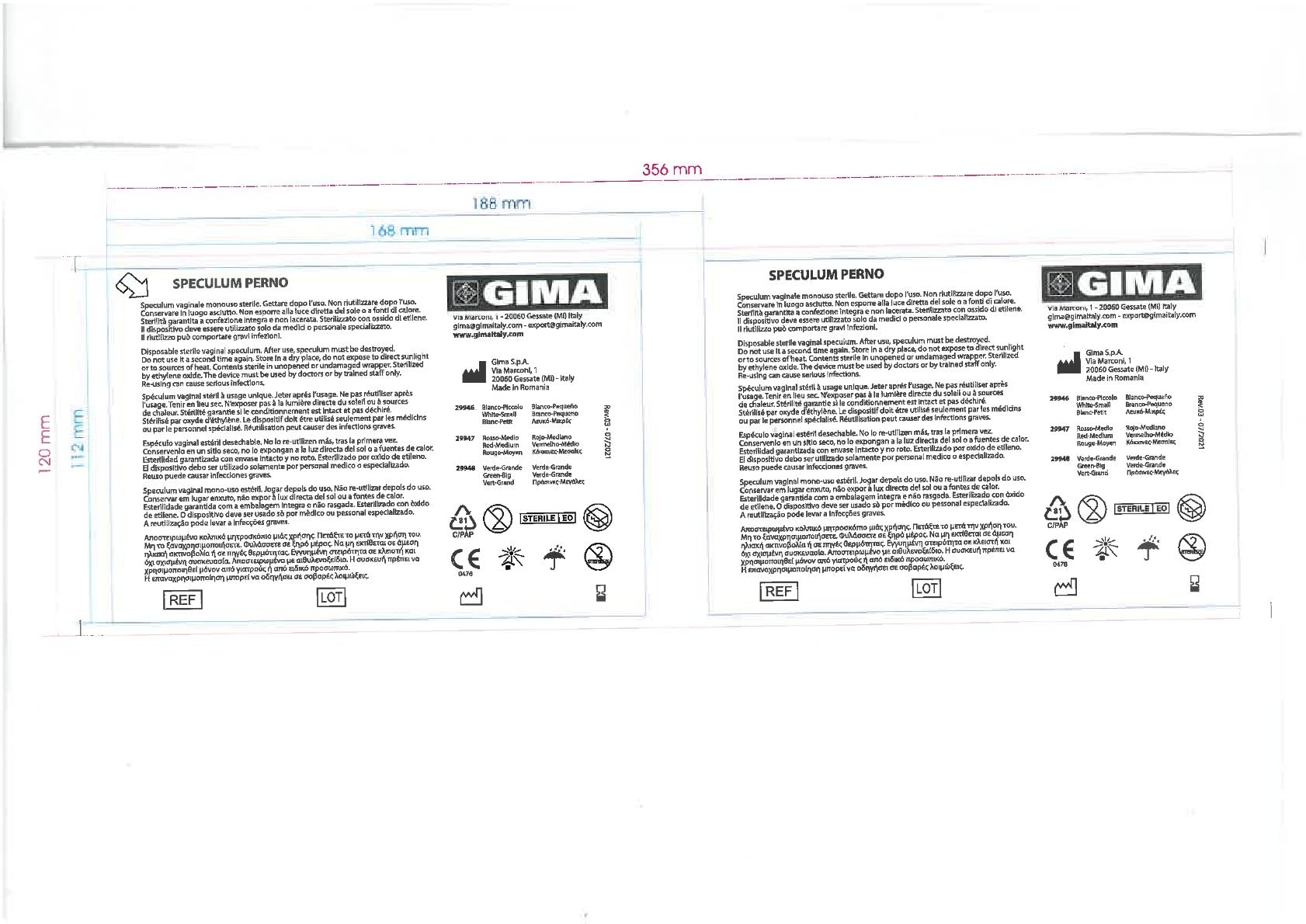 Gima 29946 Speculum Perno Sterile - piccolo Ø 20 mm