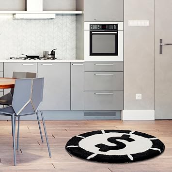 Yuvarlak Dolar Halı 35 inç, Tepeli El Yapımı Halılar - Banyo, Yatak Odası, Mutfak, Oturma Odası için Mükemmel Makinede Yıkanabilir Benzersiz Halı - El Yapımı Kaymaz Estetik Banyo Dekoru