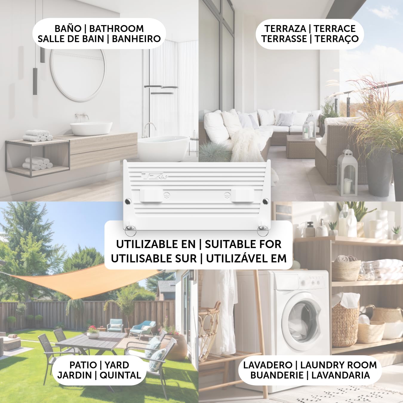 Cuncial TZ-S-2 | Tendedero Automático de Pared 2 Cuerdas | hasta 10 m de Tendido | Extensible 5 m por Cuerda | Blocaje Individual | Interior y Exterior | Compacto y Resistente | Fabricado en España