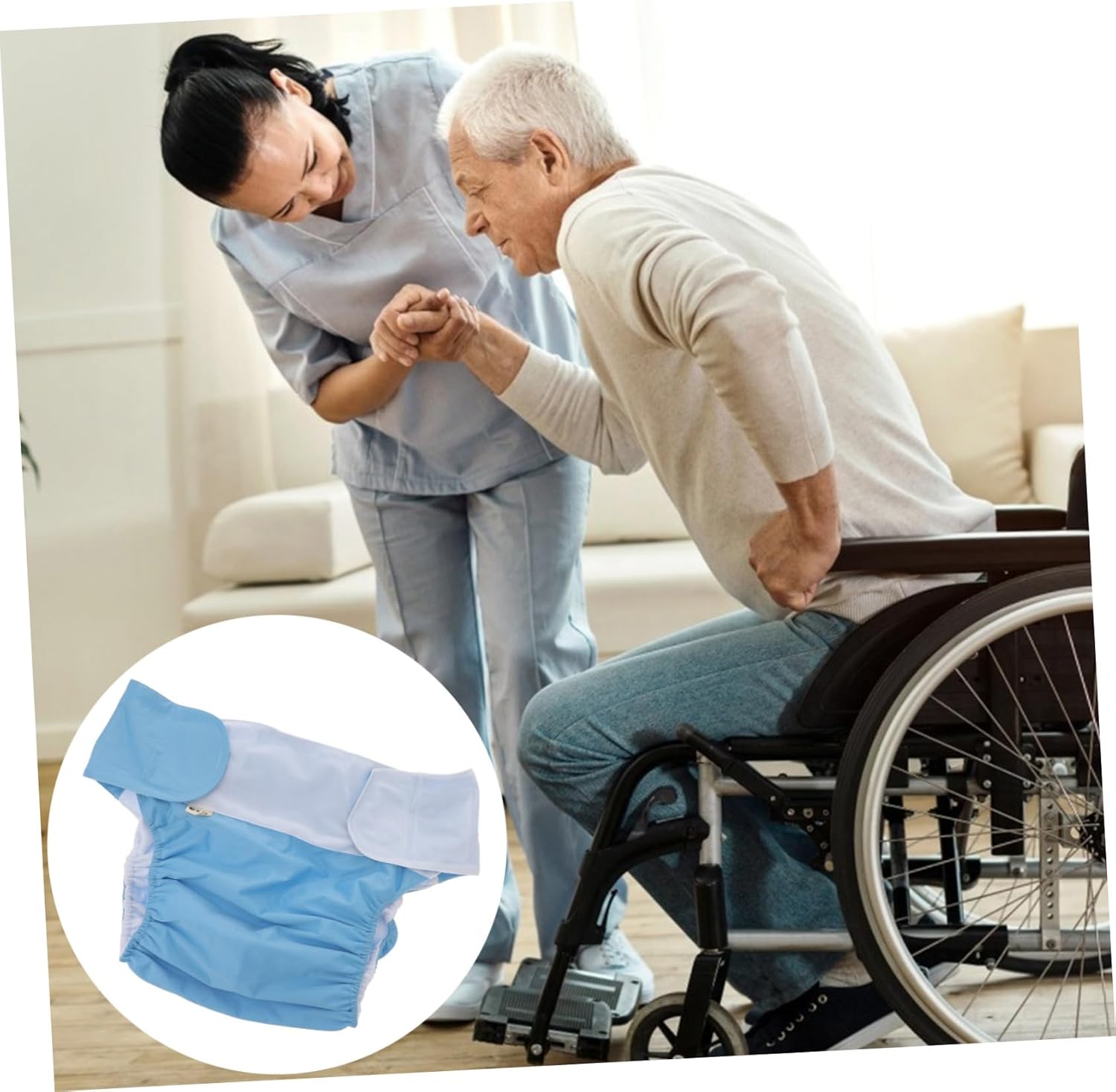 Ipetboom 2pcs Reusable Adult Diaper Covers Pants Comfortable Cloth Underwear for Overnight Leakproof Design for Men and Women Sky