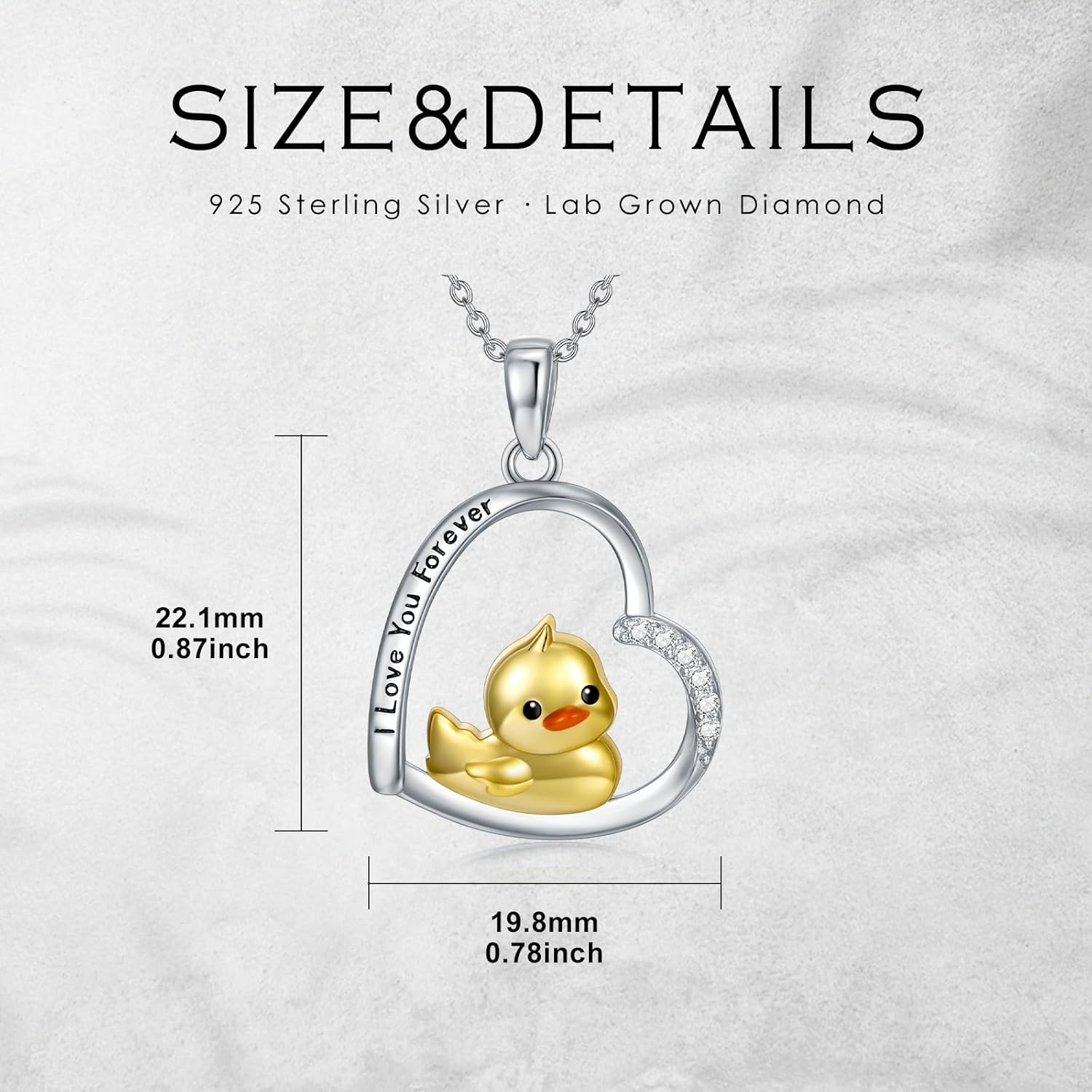Diamond Duck Necklace for Women 925 Sterling Silver Duck Heart Pendant with Lab Grown Diamond Jewelry Gifts - Image 5