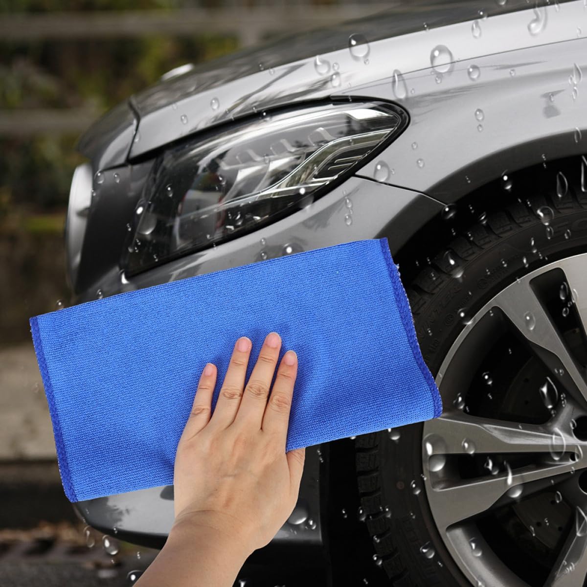 6pcs Microfiber Car Care Towels Soft Absorbent Car Drying Cloths 30x60cm Blue Edged Window Glass Polishing Rags for Auto Detailing