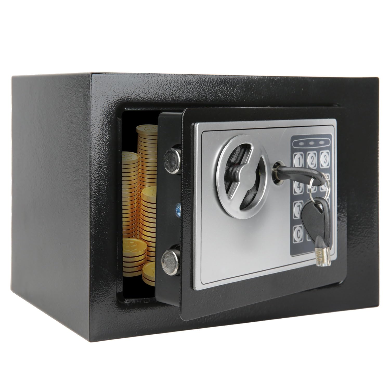 Coffre-fort de 4,6 l pour la maison, coffre-fort électronique antivol avec 2 clés, coffre-fort étanche, boîte de sécurité numérique pour objets de valeur, argent liquide et documents importants