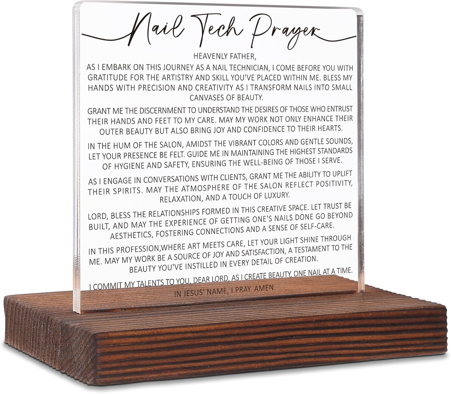 Nail Tech Prayer Thank You Gifts, Christian Nail Salon Office deck Cubicle Decor Gift,Nurse Graduation Appreciation Gift Thank You Gifts for Nail Technicians, Home Office Sign Plaques SOK34