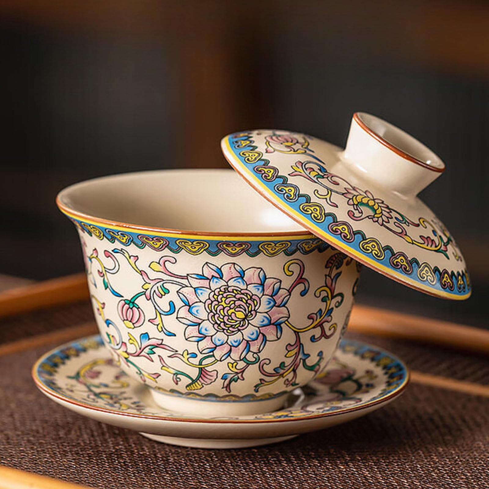 Service à thé Kungfu Ruyao beige Gaiwan 140 ml céramique chinoise