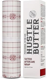 Hustle Butter Second Skin Tattoo Wrap - 6 Inches x 2.2 Yards - Transparent Adhesive Roll - Easy Application & Removal, Mess-Free Wrap - Breathable & Latex-Free - Small to Medium Tattoo Aftercare