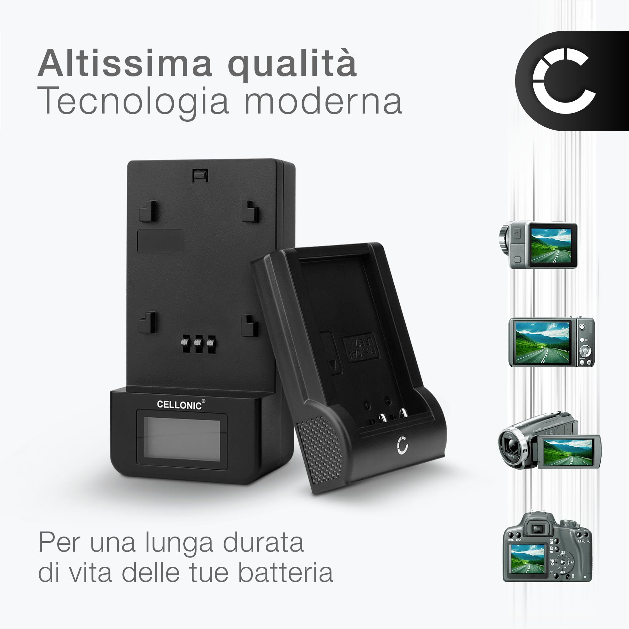 CELLONIC Caricabatteria compatibile con Panasonic DMW-BLG10E, DC-G110V | 1m, 100-240V per Panasonic DMW-BLG10E, Lumix DC-TZ90, Lumix DMC-GX80, DMW-BLG10 per Leica BP-DC15, D-LUX 7, BP-DC15-E, D-LUX