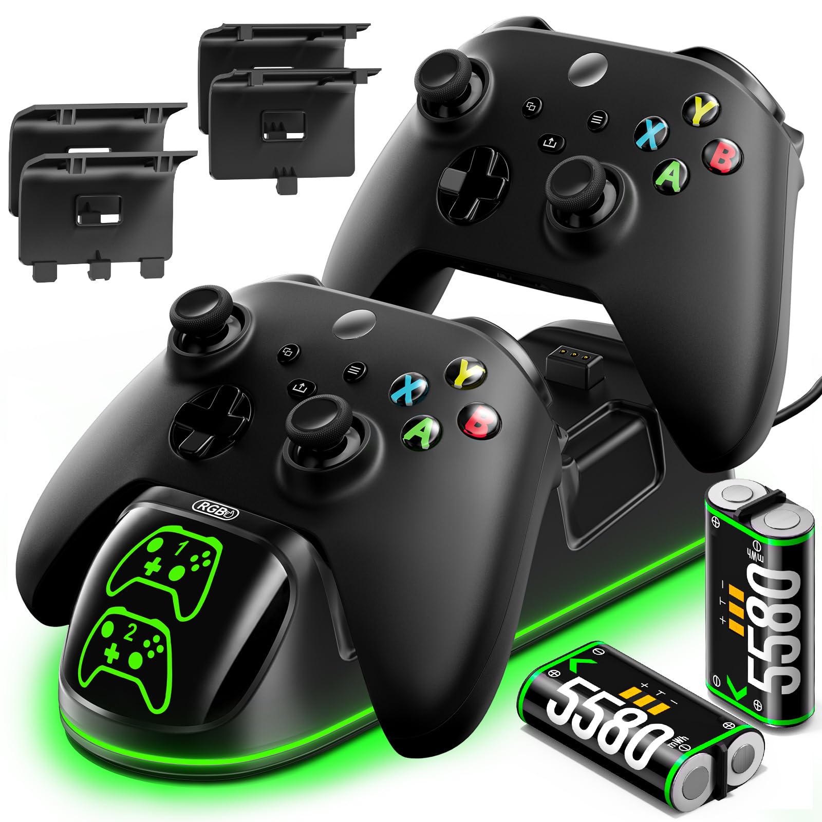 OlVO XSX Controller Charger for X/S/One/Elite, with 2x5580mWh Xbox Battery